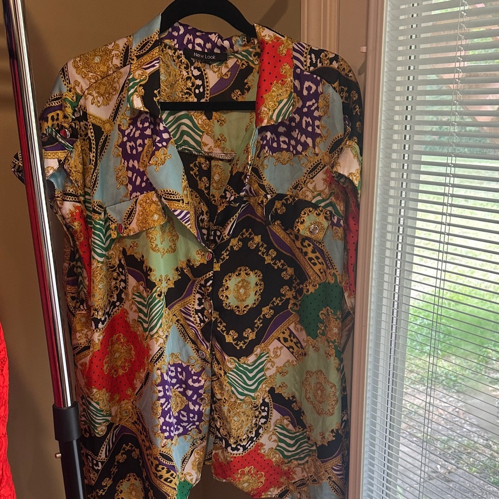 New Look Purple and Gold Patterned Shirt